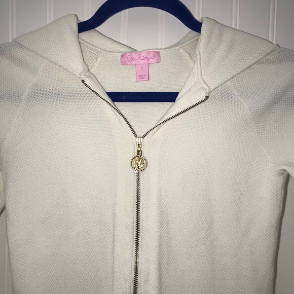 Lilly Pulitzer Cream Josephine Zip Up Knit Hoodie - Picture 2 of 9